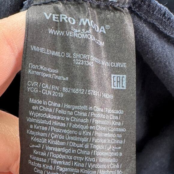 Vero Moda Dress Womens 12 Blue Tiered Helen Milo Mini Linen Blend - Picture 8 of 11